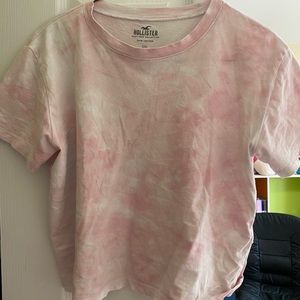 Hollister Pink & White Tie Dye Short Sleeve Tee Shirt Size XS EUC